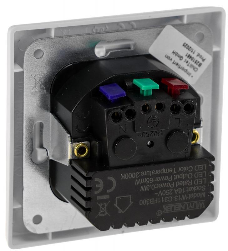 ChiliTec MILOS Schutzkontakt-Steckdose mit LED-Nachtlicht und Lichtsensor 16 A Weiß matt