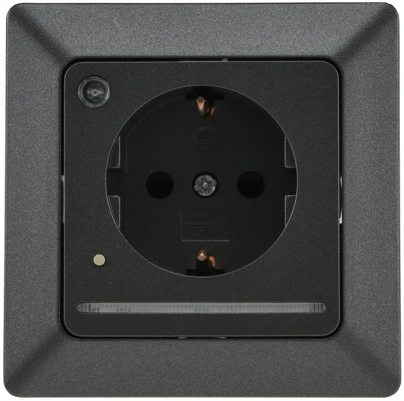 ChiliTec MILOS Schutzkontakt-Steckdose mit LED Lichtsensor Anthrazit 250 V 16 A – 24085