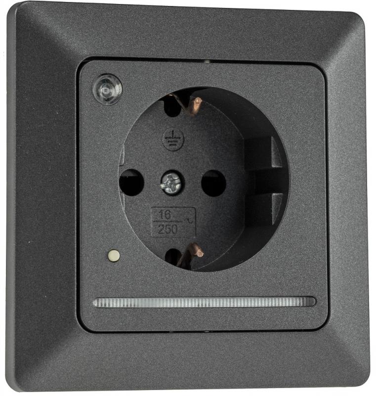 ChiliTec MILOS Schutzkontakt-Steckdose mit LED Lichtsensor Anthrazit 250 V 16 A – 24085