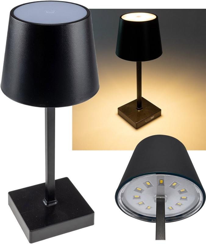 ChiliTec LED Akku Tischleuchte 26cm, dimmbar USB-C, 160Lumen, 1200mAh, 3000k, schwarz