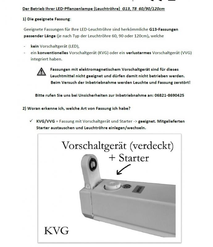 NEUSIUS PFLANZENLICHT -  120cm LED Pflanzenlicht Röhre | 16W T8 Vollspektrum (inkl. Starter)