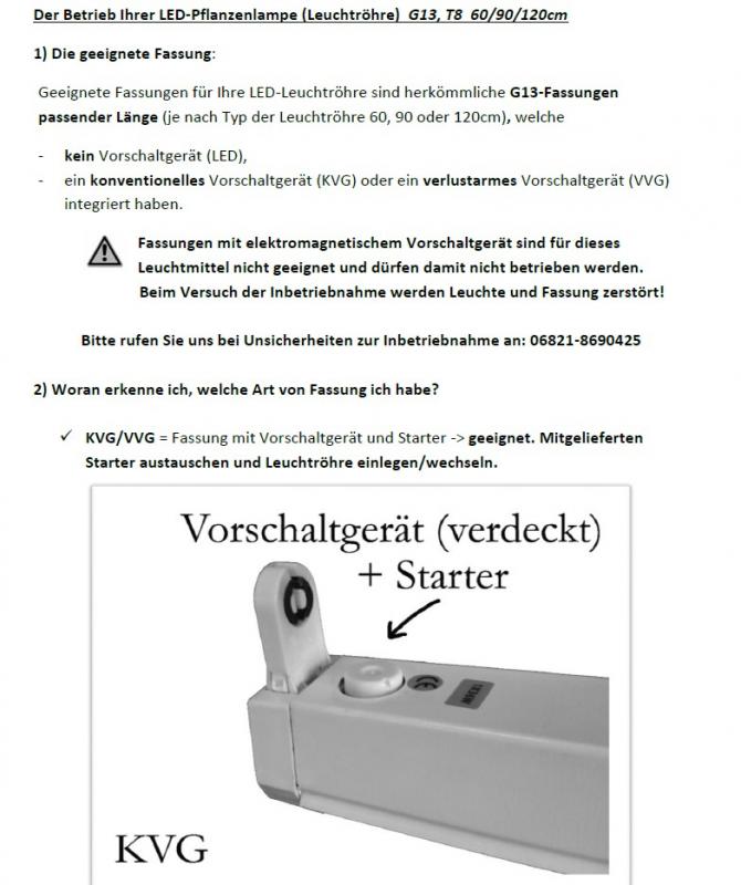NEUSIUS PFLANZENLICHT -  60cm LED Pflanzenlicht Röhre | 8W T8 Vollspektrum (inkl. Starter)