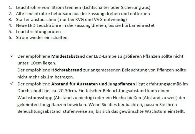NEUSIUS PFLANZENLICHT -  60cm LED Pflanzenlicht Röhre | 8W T8 Vollspektrum (inkl. Starter)