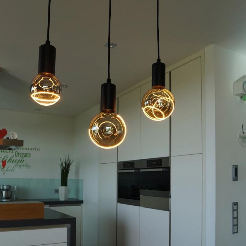 SLV 1008161 LED Illusion Globe 125 Crescent slanting, LED-Leuchtmittel, smokey, E27, PHASE, 6 W, 1900 K