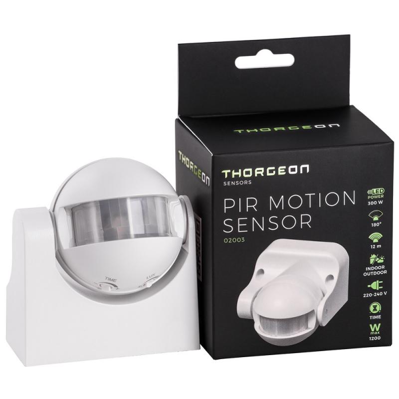 THORGEON PIR Bewegungsmelder 180° 12m IP44 Außenbereich 1200W LED 300W