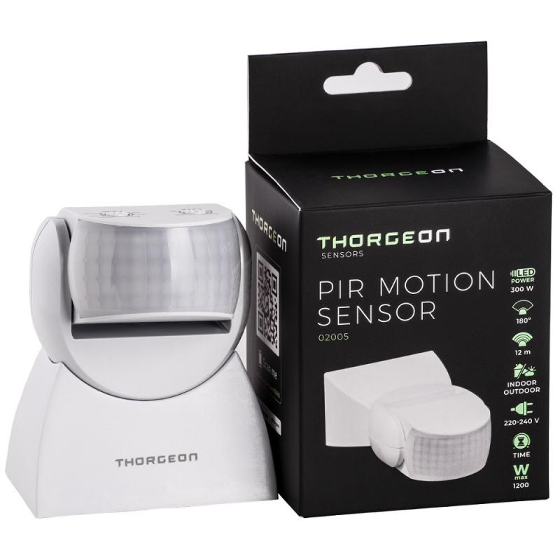 THORGEON PIR Bewegungsmelder 180° 12m IP65 1200W LED 300W Weiß Außenbereich