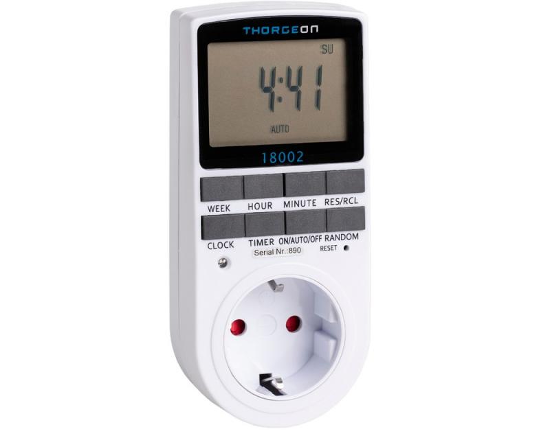 THORGEON Digitale Zeitschaltuhr Steckdose 24/7 16A 3680W 230V Timer