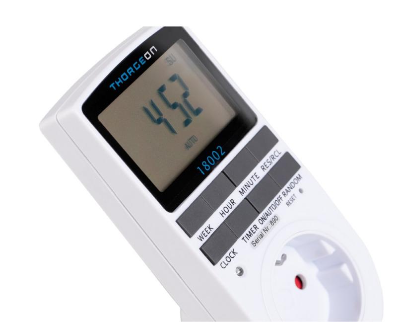 THORGEON Digitale Zeitschaltuhr Steckdose 24/7 16A 3680W 230V Timer