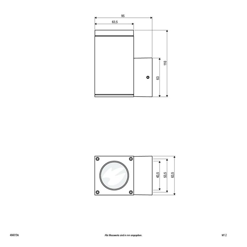 EVN Robuste Wandleuchte Aussen 1-flg grau IP54 aufwärtsgerichteter Lichtkegel