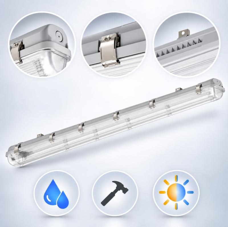 150cm Osram LED Feuchtraumleuchte 18,3W 4000K neutralweißes Licht  (Ledvance Wanne + Osram LED-Röhre)