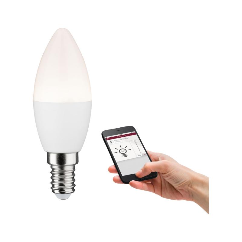 Paulmann 50125 LED Zigbee Kerze 5,5W wie 35W warmweißes Licht 2700K matt dimmbar E14