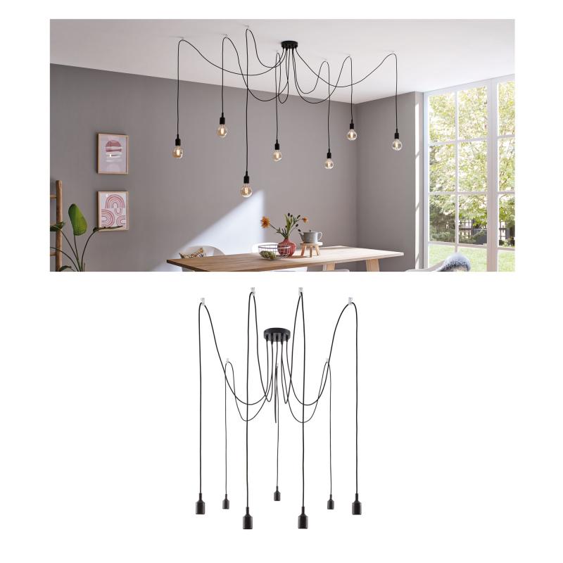 Paulmann 50390 Neordic Ketil Pendelleuchte max.7x20W E27 Schwarz 230V Silikon/Metall
