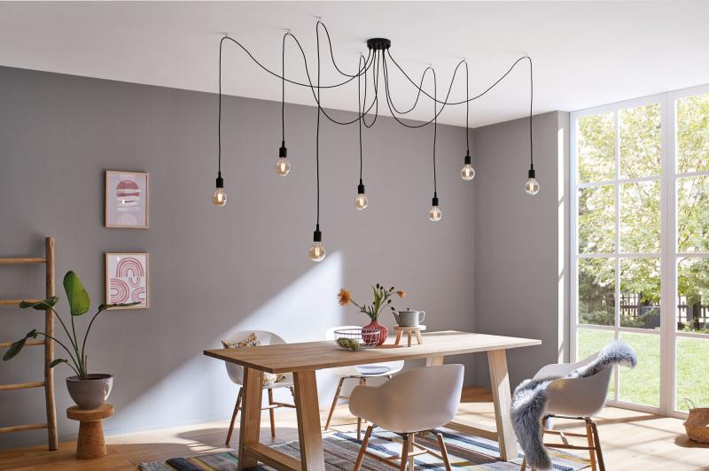 Paulmann 50390 Neordic Ketil Pendelleuchte max.7x20W E27 Schwarz 230V Silikon/Metall