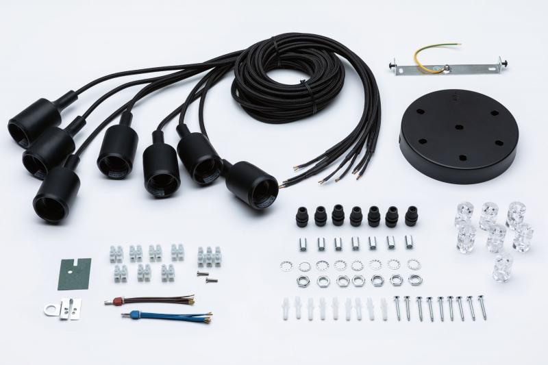 Paulmann 50390 Neordic Ketil Pendelleuchte max.7x20W E27 Schwarz 230V Silikon/Metall