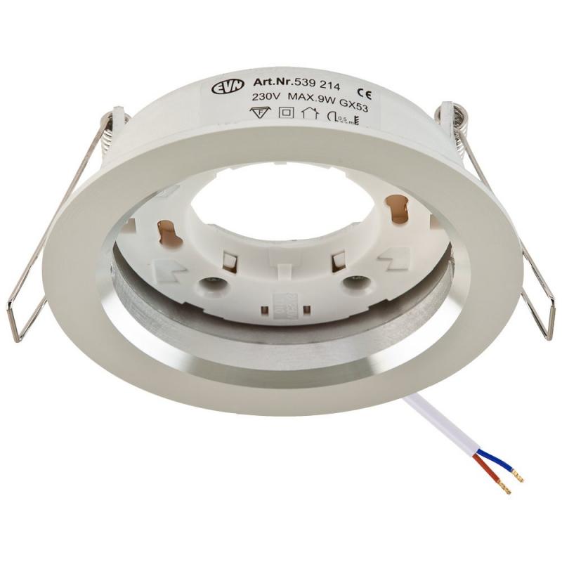 EVN Decken-Einbaustrahler für GX53  Leuchtmittel rund alu pol. IP20 EinbauØ85