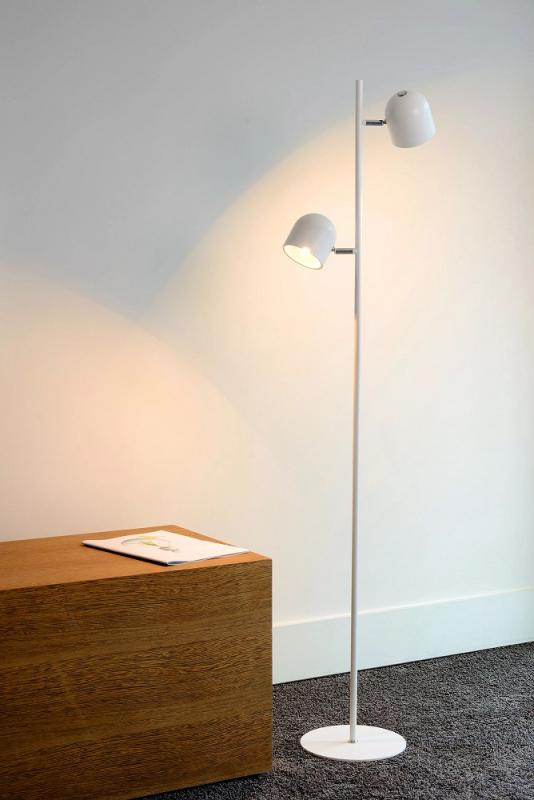Lucide SKANSKA LED Stehlampe 2x5W 3000K 3-StepDim Weiß Modern Metall
