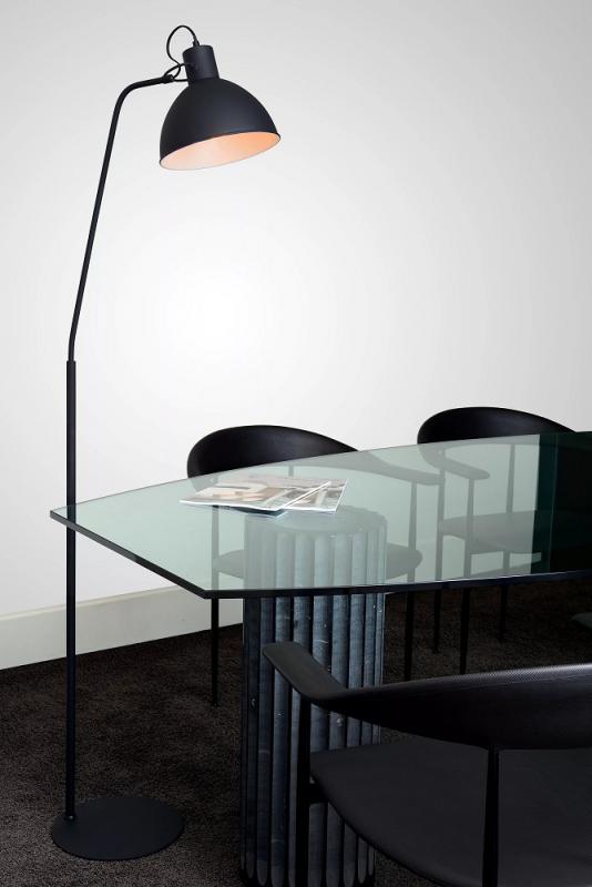 Lucide Stehlampe SHADI – Stehleuchte mit Leselampe & Schwenkarm Schwarz