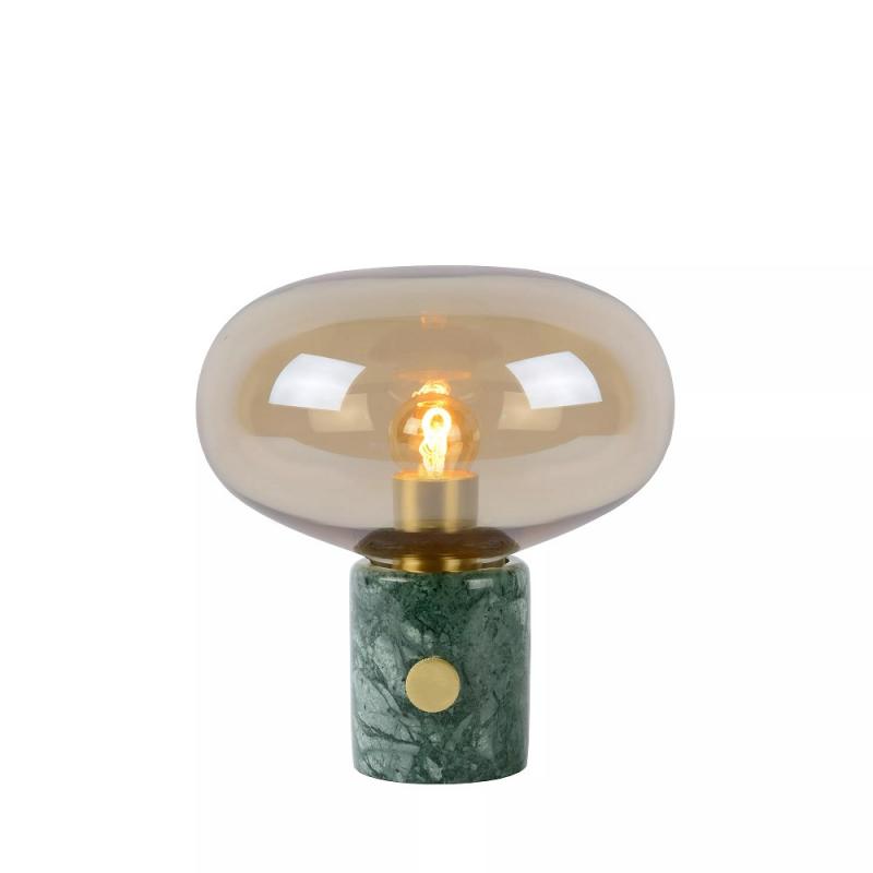 Lucide CHARLIZE Tischlampe Ø23 cm E27 Grün Marmor Amber Glas