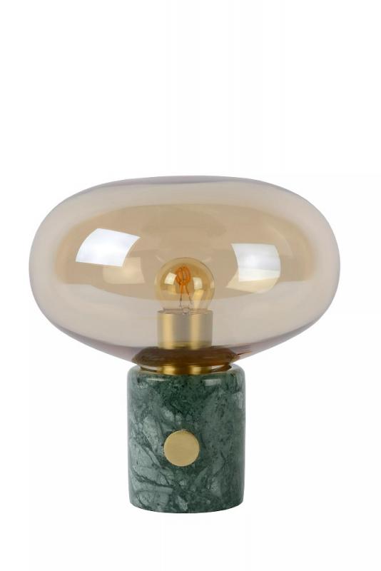 Lucide CHARLIZE Tischlampe Ø23 cm E27 Grün Marmor Amber Glas