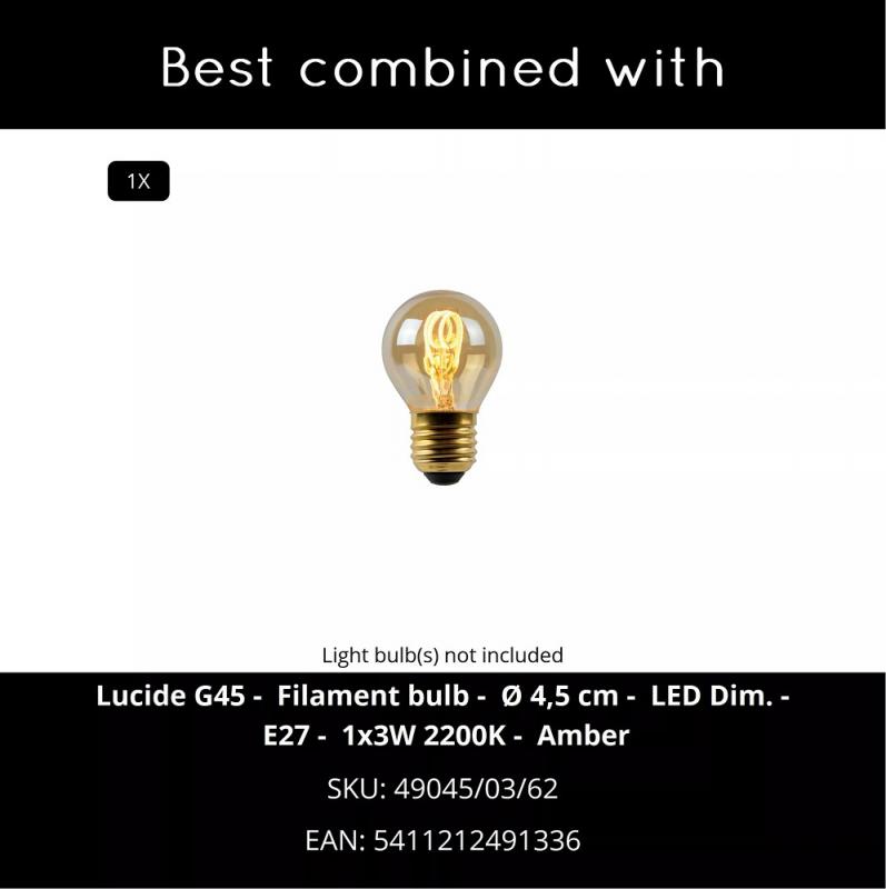 Lucide CHARLIZE Tischlampe Ø23 cm E27 Schwarz Marmor Rauchglas