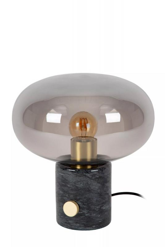 Lucide CHARLIZE Tischlampe Ø23 cm E27 Schwarz Marmor Rauchglas