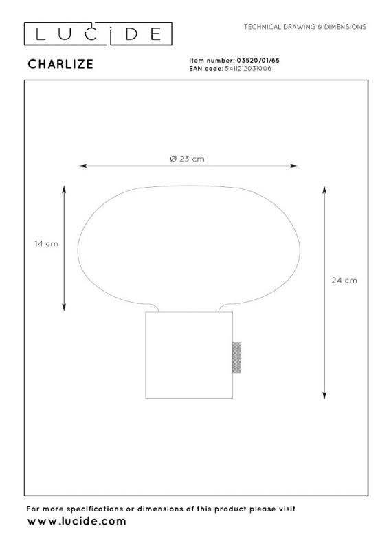 Lucide CHARLIZE Tischlampe Ø23 cm E27 Schwarz Marmor Rauchglas