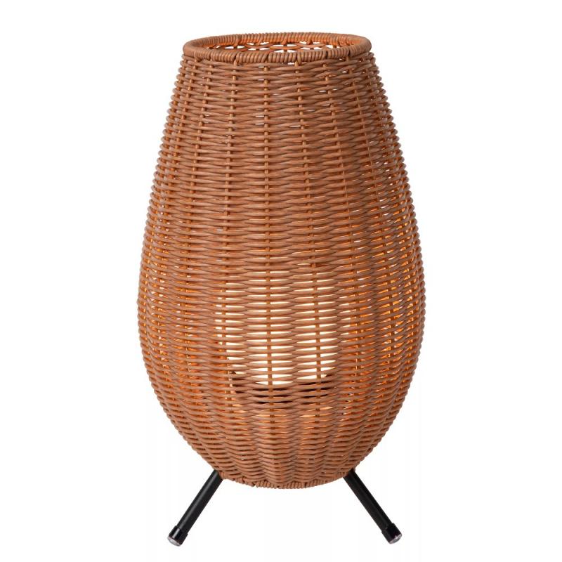 Lucide COLIN IP44 – wiederaufladbare LED Tischlampe Innen & Außen in Natur
