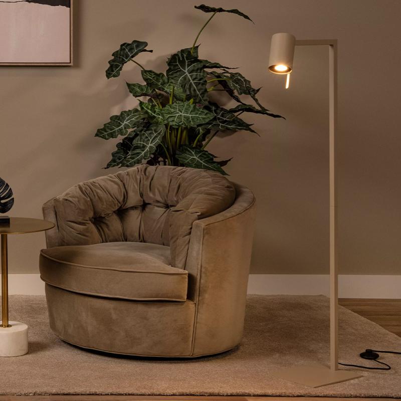 Lucide LESLEY Stehlampe mit Leselicht GU10 Taupe Metall modern dimmbar