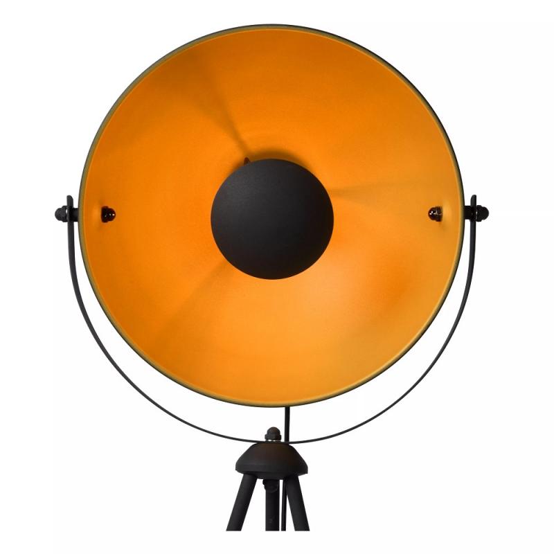 Lucide Stehlampe ALVARO – Vintage Stehleuchte mit Dreibein & Gold-Innenfarbe