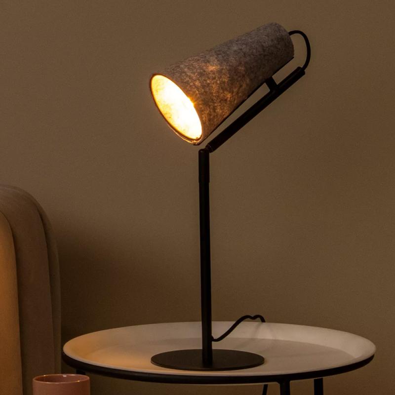 Lucide BENSEN Tischlampe E14 Grau Filz Japandi Leselampe modern
