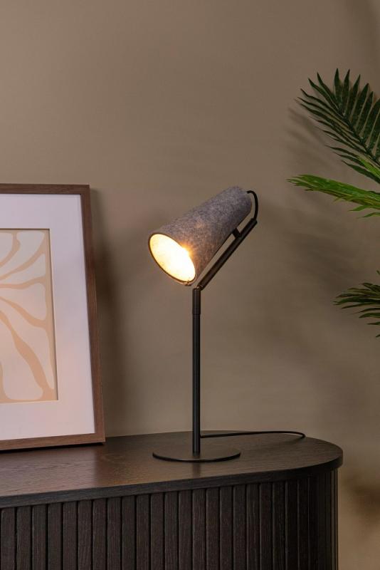 Lucide BENSEN Tischlampe E14 Grau Filz Japandi Leselampe modern