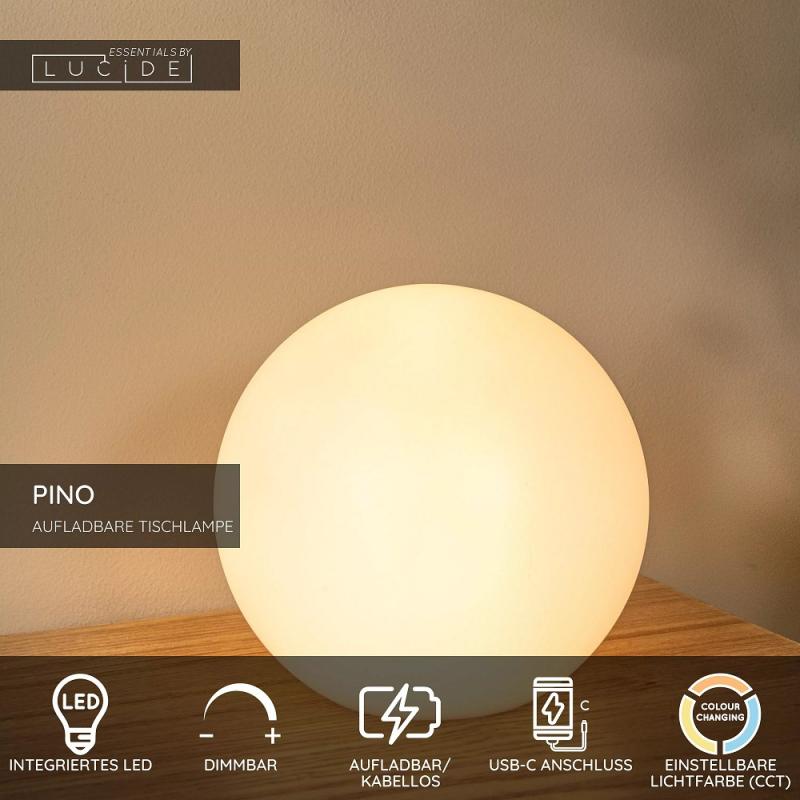 Lucide PINO – wiederaufladbare LED Tischleuchte für Innen & Außen mit RGB, CCT und Fernbedienung