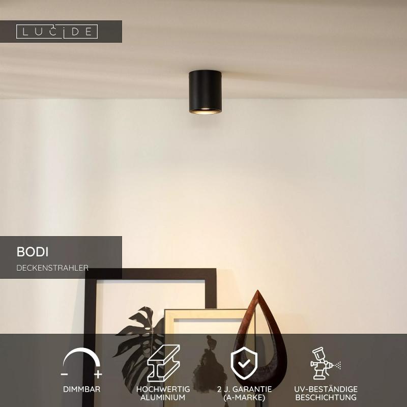 Lucide BODI - Deckenstrahler Ø 8 cm 1xGU10 Schwarz