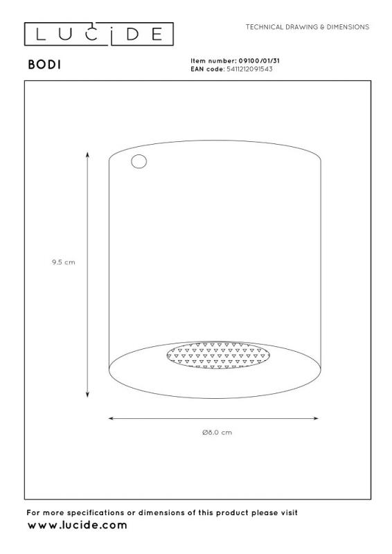 Lucide BODI - Deckenstrahler Ø 8 cm 1xGU10 Weiß