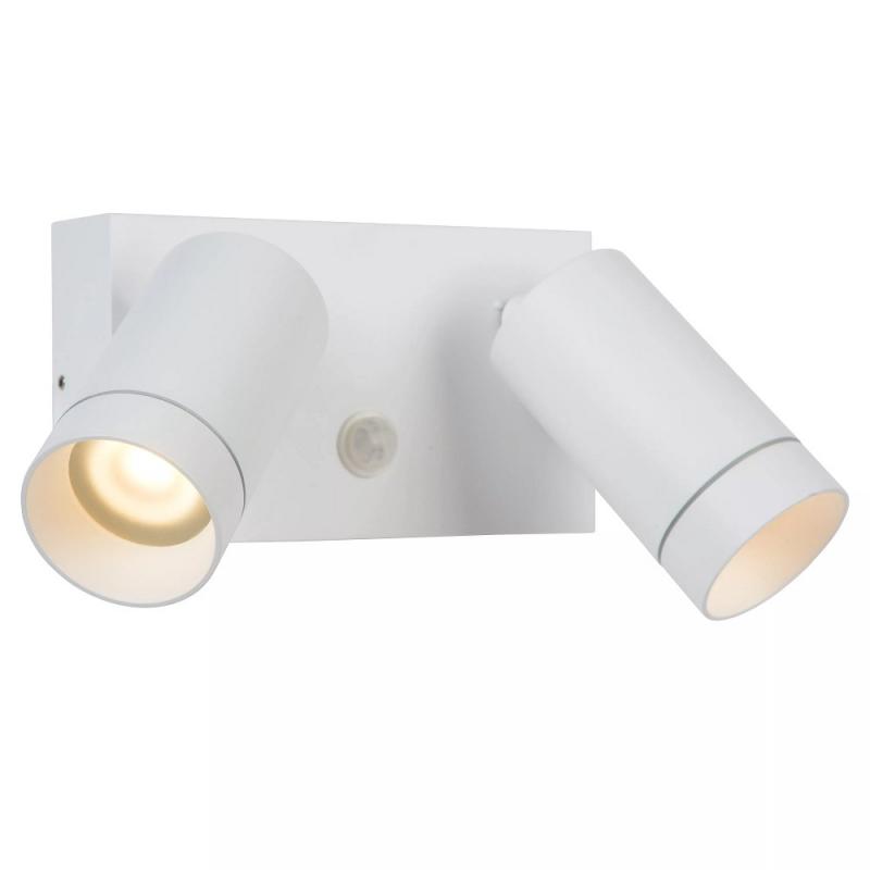 Lucide TAYLOR Wandstrahler IP54 Weiß – 2x GU10 Außenwandleuchte mit Sensor