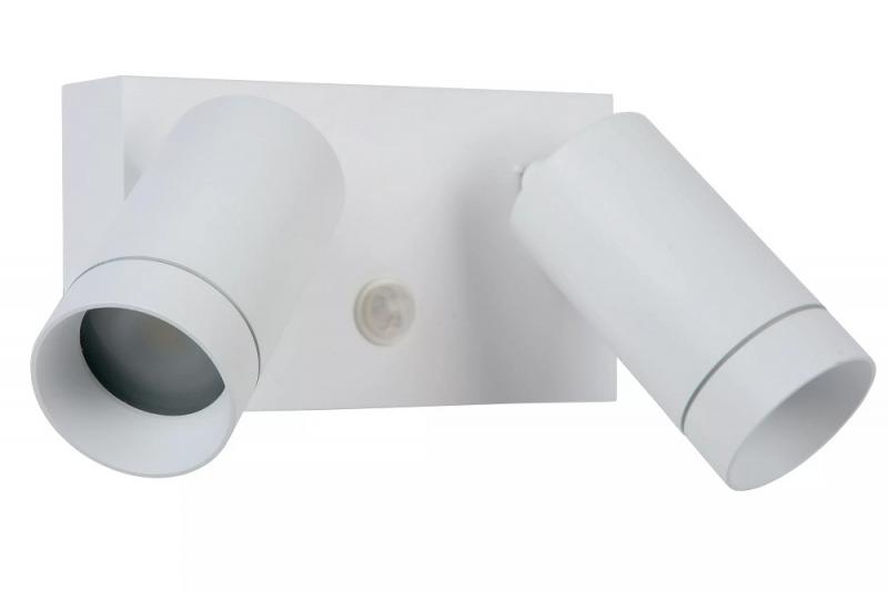 Lucide TAYLOR Wandstrahler IP54 Weiß – 2x GU10 Außenwandleuchte mit Sensor