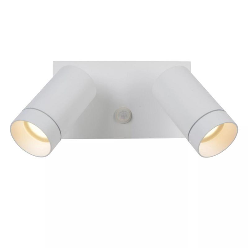 Lucide TAYLOR Wandstrahler IP54 Weiß – 2x GU10 Außenwandleuchte mit Sensor