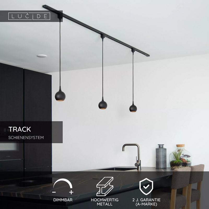 Lucide TRACK Starter-Set Schienensystem 1-Phase 2m Schwarz ohne Leuchten/ Leuchtmittel