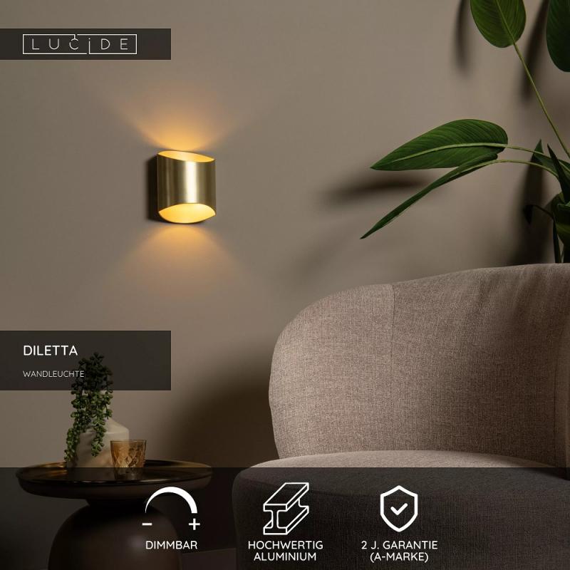 Lucide DILETTA Wandleuchte 1xG9 Messing matt modern Up & Down dimmbar