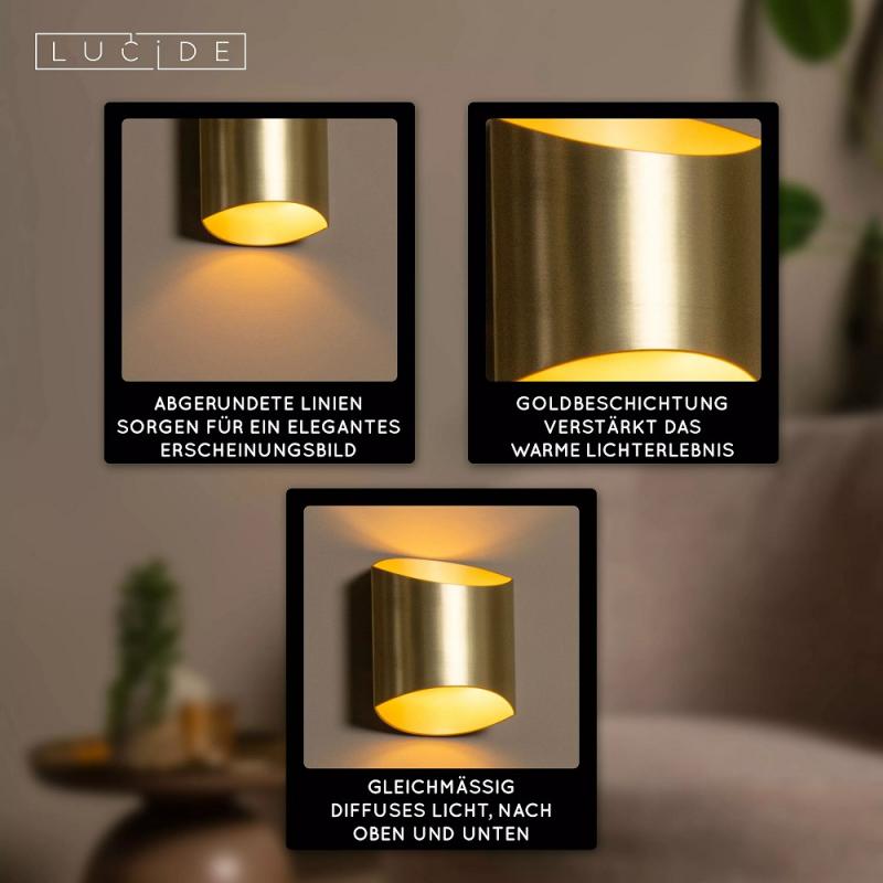 Lucide DILETTA Wandleuchte 1xG9 Messing matt modern Up & Down dimmbar