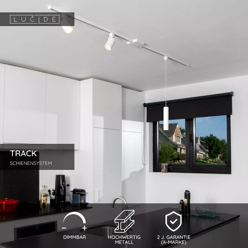 Lucide TRACK Starter-Set Schienensystem 1-Phase 2m Weiß ohne Leuchten/ Leuchtmittel