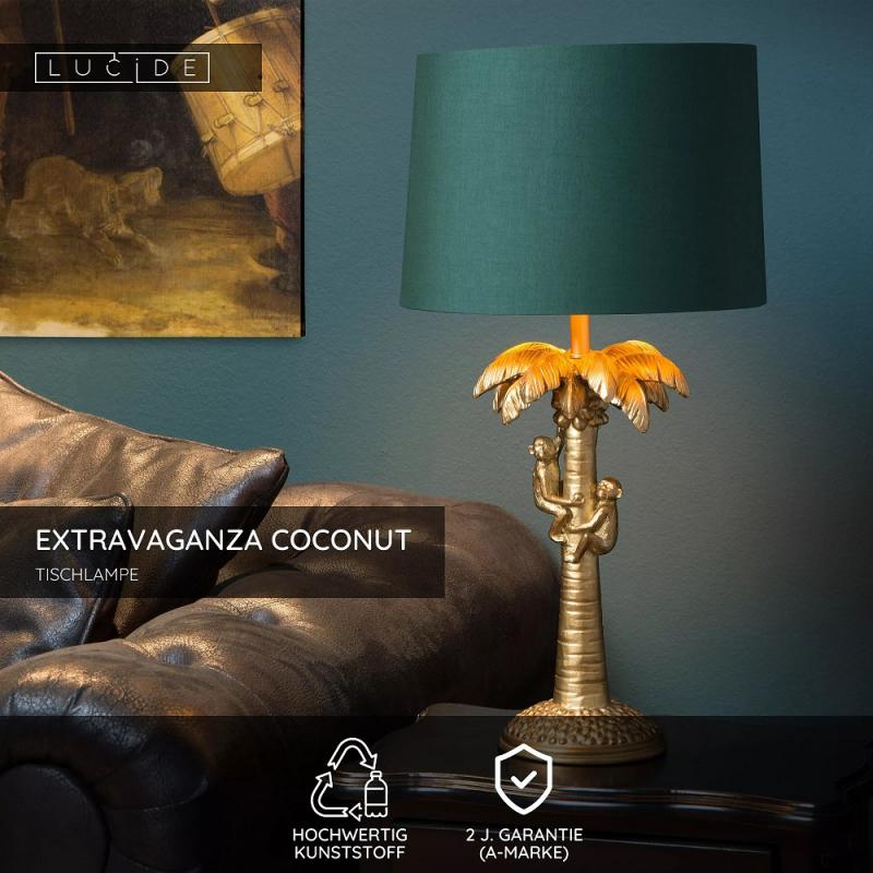 Lucide EXTRAVAGANZA COCONUT Tischleuchte Ø30,5cm 1xE27 Gold Messing Retro Design