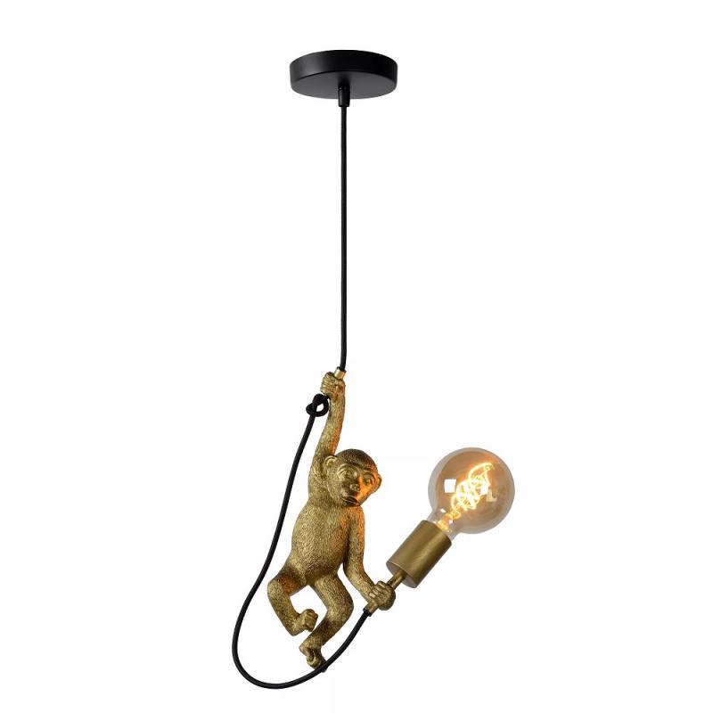 Lucide EXTRAVAGANZA CHIMP Pendelleuchte Ø17,6cm 1xE27 Schwarz Retro Tierdesign