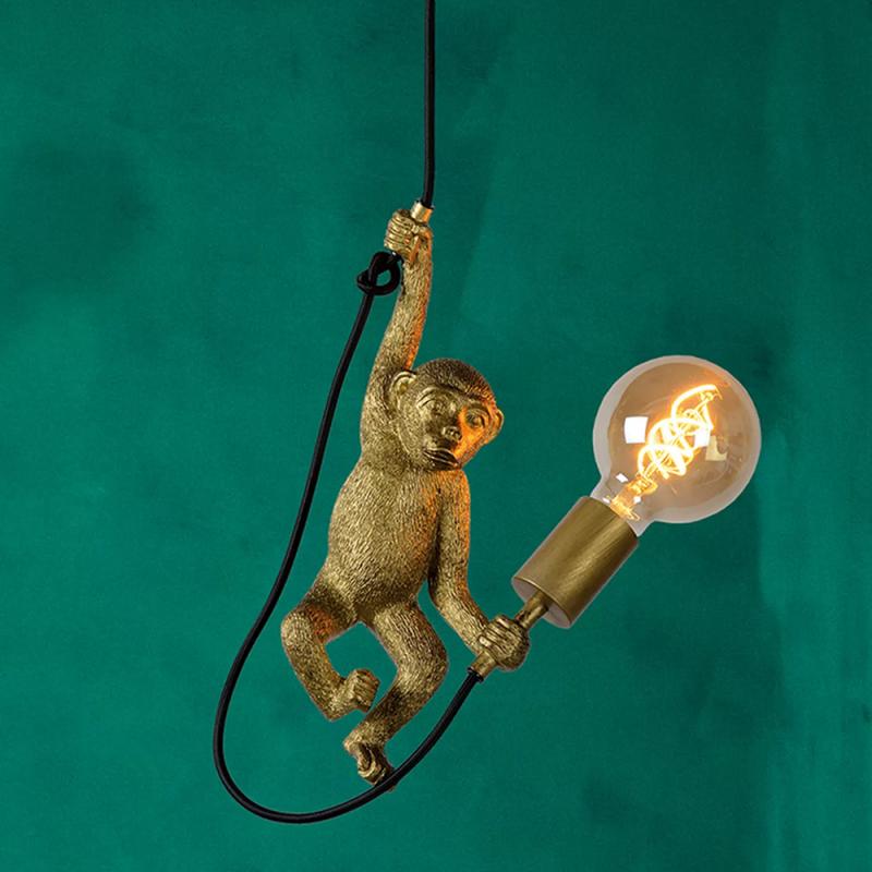 Lucide EXTRAVAGANZA CHIMP Pendelleuchte Ø17,6cm 1xE27 Schwarz Retro Tierdesign