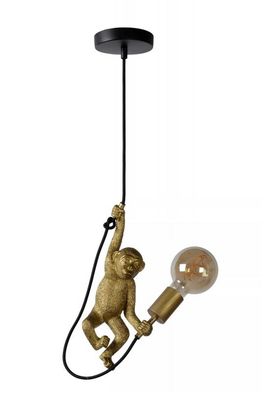 Lucide EXTRAVAGANZA CHIMP Pendelleuchte Ø17,6cm 1xE27 Schwarz Retro Tierdesign