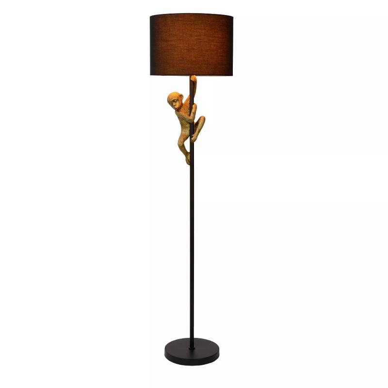 Lucide EXTRAVAGANZA CHIMP Stehleuchte Ø35cm 1xE27 Schwarz Gold Retro Tierdesign