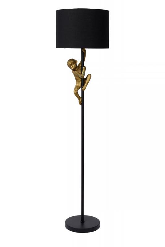Lucide EXTRAVAGANZA CHIMP Stehleuchte Ø35cm 1xE27 Schwarz Gold Retro Tierdesign