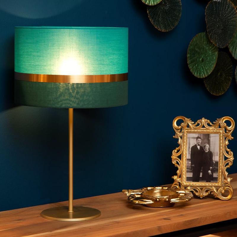 Lucide EXTRAVAGANZA TUSSE Tischlampe Ø30 cm E14 Grün Gold Leinen