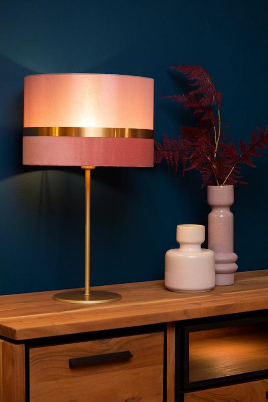 Lucide EXTRAVAGANZA TUSSE Tischlampe Ø30 cm E14 Rosa Gold Leinen