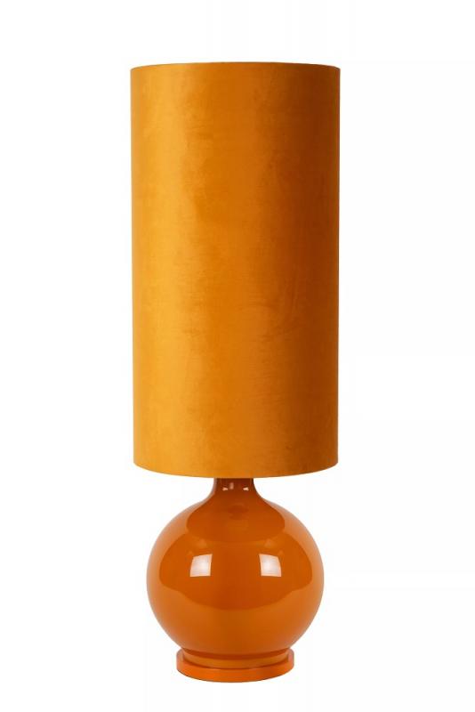 Stehlampe ESTERAD – Retro Design Stehleuchte aus Glas & Stoff in Ockergelb